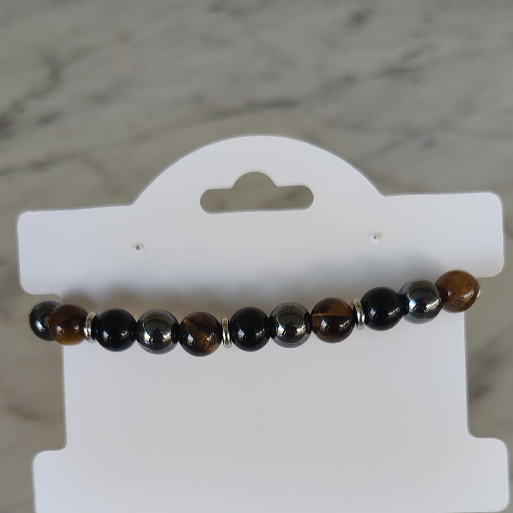 Butterfly Charm Bracelet with Green and Brown Beads - Picture 3 of 3
